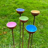 Fig Tree Metal Rain Catchers – Handcrafted Rustic Garden Bird Bath Stakes