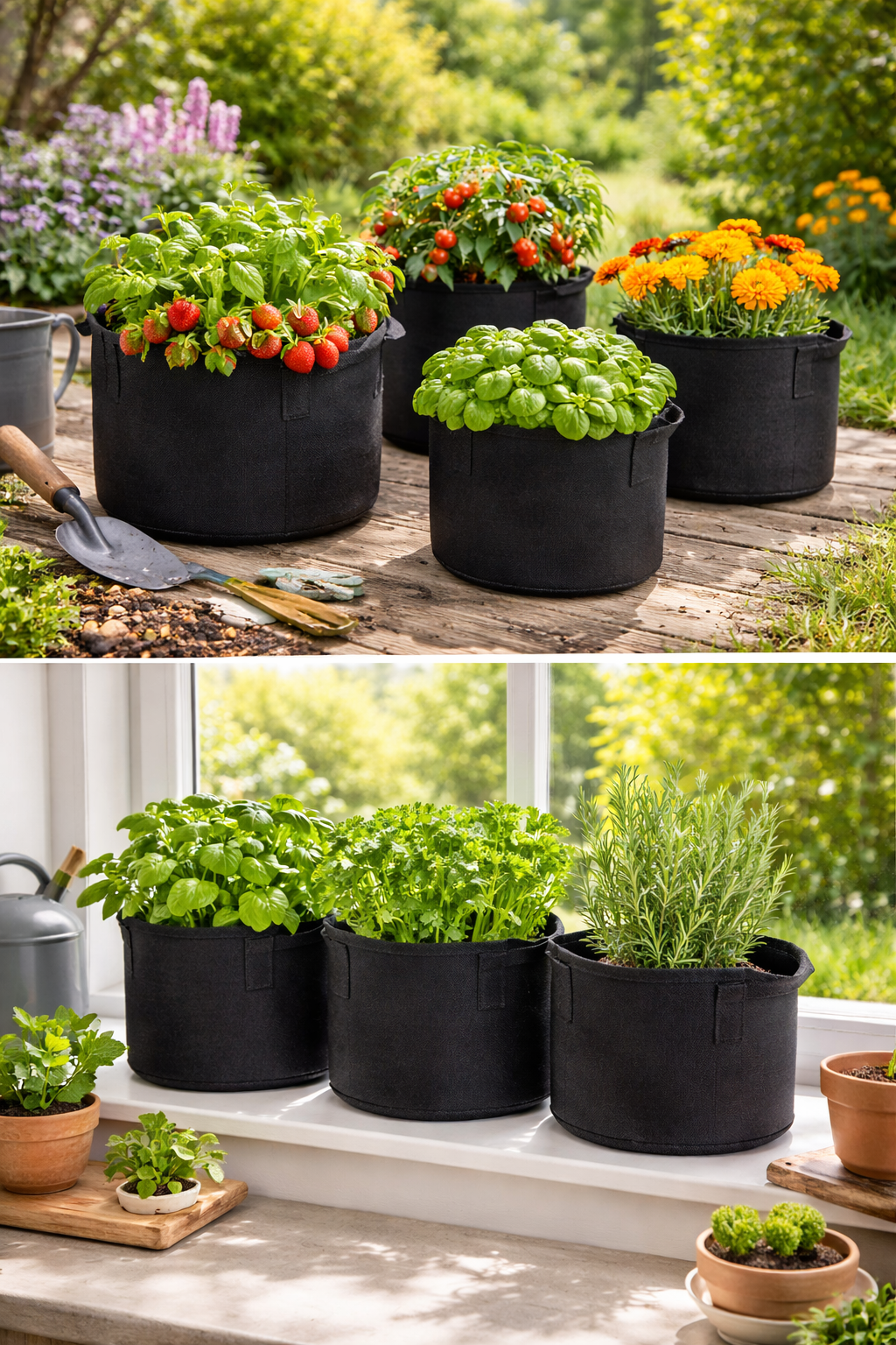2 Gallon Non-Woven Grow Bags | Breathable Fabric Plant Pots for Vegetables, Herbs & Flowers