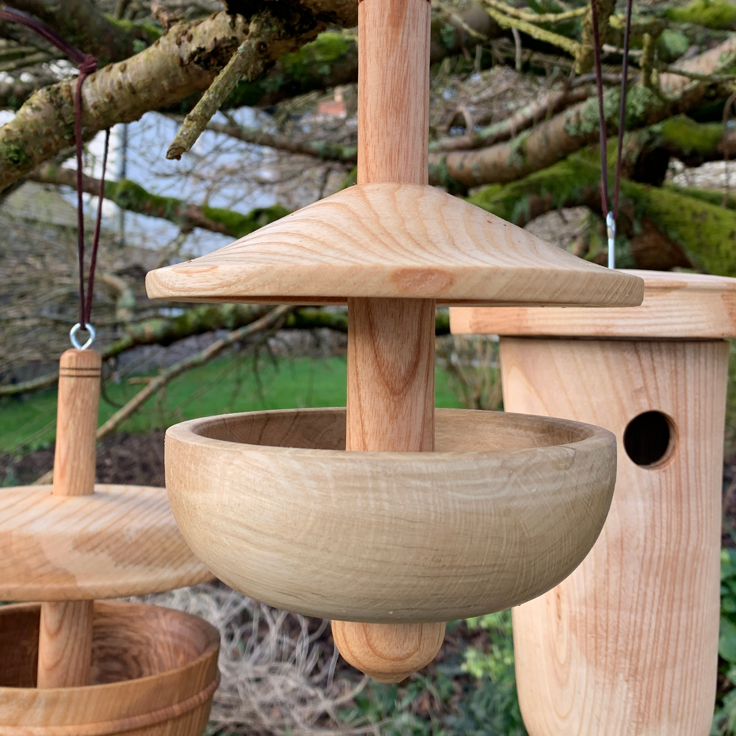 Handmade Ash Wood Bird Feeder – Medium & Large (25–28cm) – Clovelly Estate Timber
