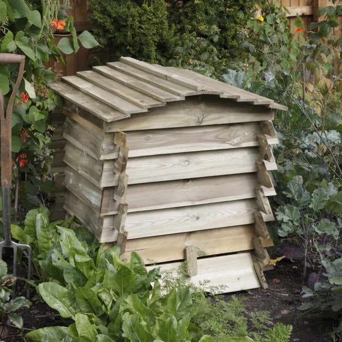 Rowlinson Beehive Composter 100L Wooden Garden Compost Bin with Lid & Hatch