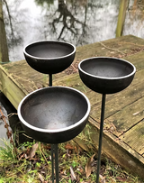 Fig Tree Metal Rain Catchers – Handcrafted Rustic Garden Bird Bath Stakes