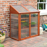 Rowlinson Hardwood Mini Greenhouse – Compact Wooden Garden Growhouse with Shelves