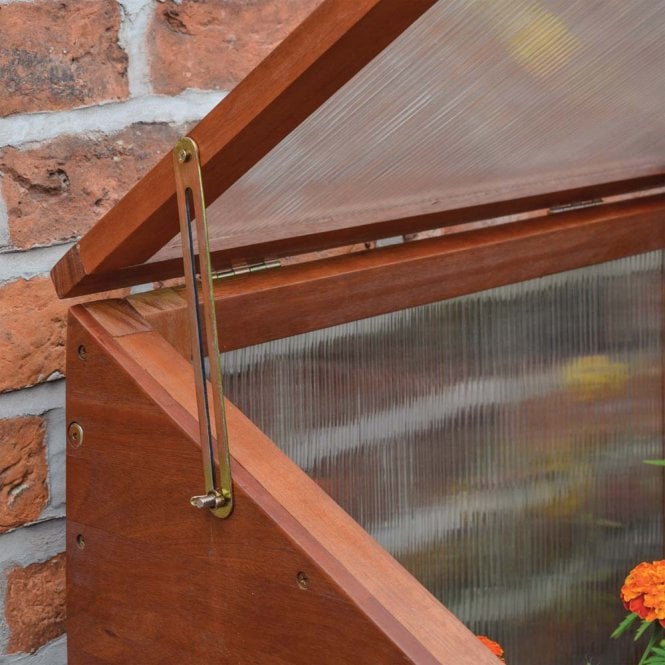 Rowlinson Hardwood Mini Greenhouse – Compact Wooden Garden Growhouse with Shelves