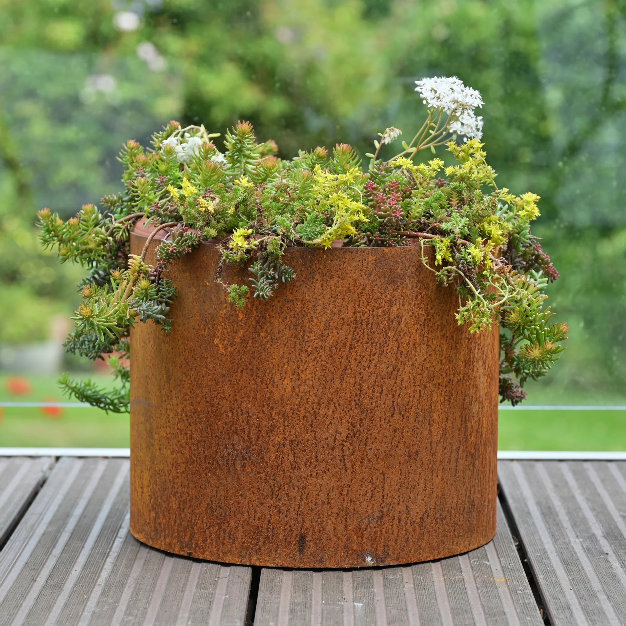 Rust Finish Metal Garden Planters – Rustic Steel Plant Pots (Round & Square, Multiple Sizes)